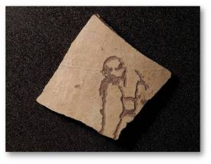 Acc. no. 9469. Sherd with potmark depicting the Memphite creator god Ptah. From Sesebi